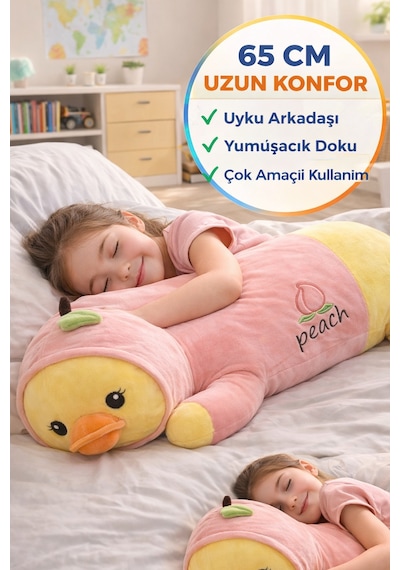 65 Cm Uzun Peluş Ördek Yastık Uyku Arkadaşı Yumuşak Oyuncak Çocuk Hamile Destek Pembe Sarı Diğer