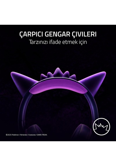 Razer Kraken Kitty V2 - Pokémon Gengar Edition - Usb Kulaklık - Gengar Spike'lar - Stream Reakt