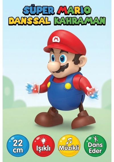 TıfılToys Dans Eden Işıklı Süper Mario Oyuncak - Müzikli Ve Hareketli 22 Cm Aksiyon Figürü