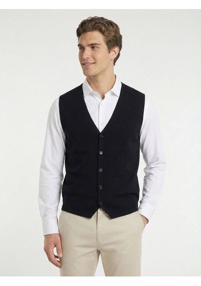 Lacivert Regular Fit Casual Örme Triko Yelek Lacivert