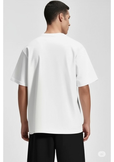 Nevermind Baskılı Oversize Tişört Erkek Streetwear T-shirt Beyaz