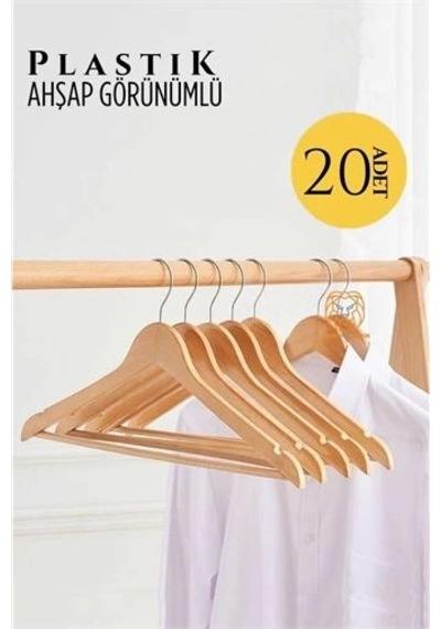 Znv Zenvia Mey İthalat Ahşap Görünüm Plastik Askı 20 Adet Krem 720521 Znv2025 Cmn Renkli