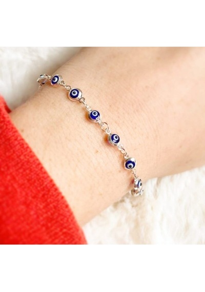 Oriental Kuyumculuk Jewellery Koyu Mavi Gümüş Nazarlık Bileklik Gümüş