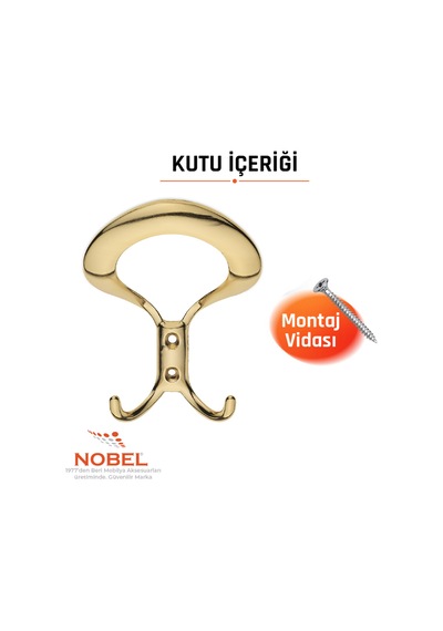 Üçgen Portmanto Askısı, Metal Vestiyer Askısı, 40 Gr, Dolap Ve Duvar Askılığı, Altin Vidalı Altın