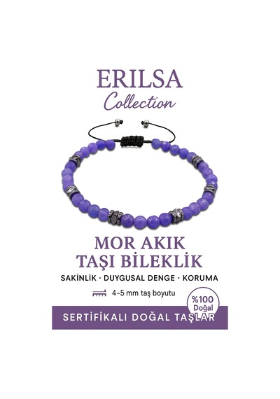 Sertifikalı Fasetli Aaa+ Teraherz Ve Mor Akik İnce Model Bileklik Çok Renkli