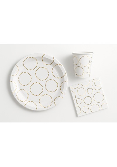Bardak Elegant Lüks 6lı -beyaz-karton Noktalı Varaklı Parti Bardağı