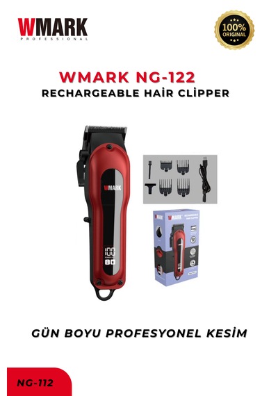 Wmark Ng-122 Rechargeable Hair Clipper Kırmızı Yüksek Performanslı Metal Gövdeli Saç Kesme Makinesi 3-4 Saat Wmark Ng-122 Rechargeable Hair Clipper Kırmızı Yüksek Performanslı Metal Gövdeli Saç Kesme Makinesi 3-4 Saat