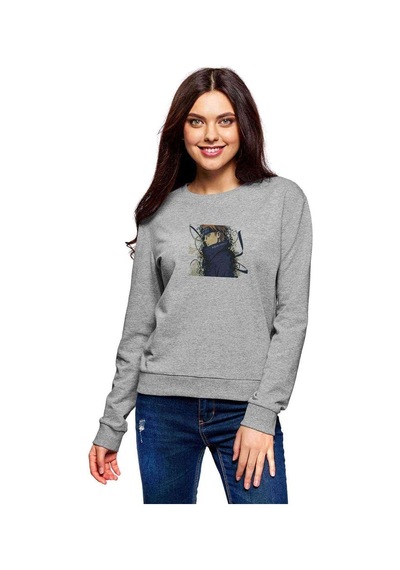 Naruto Pain Baskılı Gri Kadın Sweatshirt