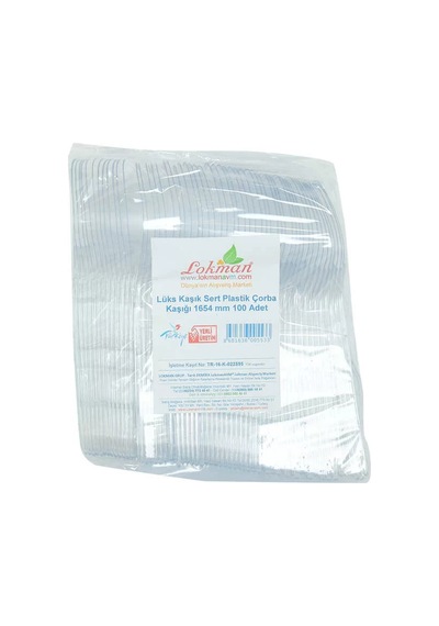 Lüks Kaşık Sert Plastik Çorba Kaşığı 1654 Mm Şeffaf 100 Adet 1 Paket