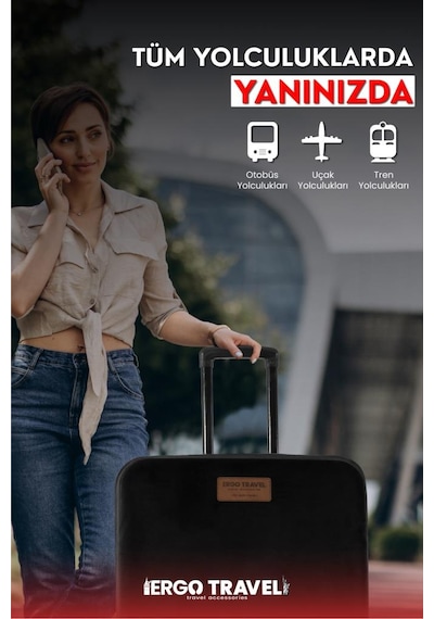 Valiz Koruma Kılıfı Kadife Kılıf - Siyah - Orta Boy Ergo Travel Siyah