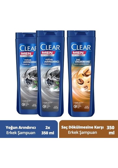 Men Yoğun Arındırıcı Kömür Kepeğe Karşı Etkili Şampuan 350 Ml X2 Clear Men Saç Dökülmesine Karşı Kahve Diğer