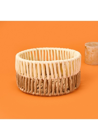 Living Palm Breeze Dekoratif Sepet - Bej / Beyaz - 20x10 Cm Çok Renkli