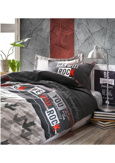 Genç Odası Tek Kişilik Lastikli Çarşaflı Nevresim Takımı Rock Kı
