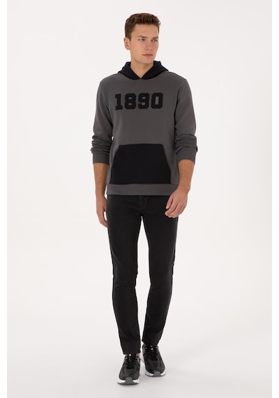U.S. Polo Assn. Erkek Regular Fit Kapüşonlu Şardonlu Gri Sweatshirt 50316359-VR024