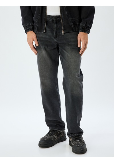 Koton Düz Paça Straight Fit Kot Pantolon Standart Bel - Mark Jean Siyah 5wam40066ıd Siyah