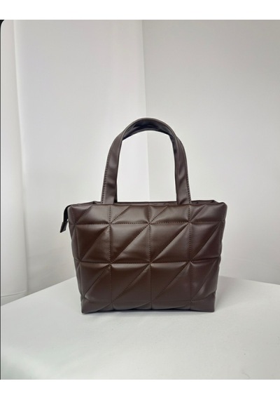 Addy Puffy Geometrik Baget Kahverengi Kadın Omuz Ve El Çantası Kahverengi