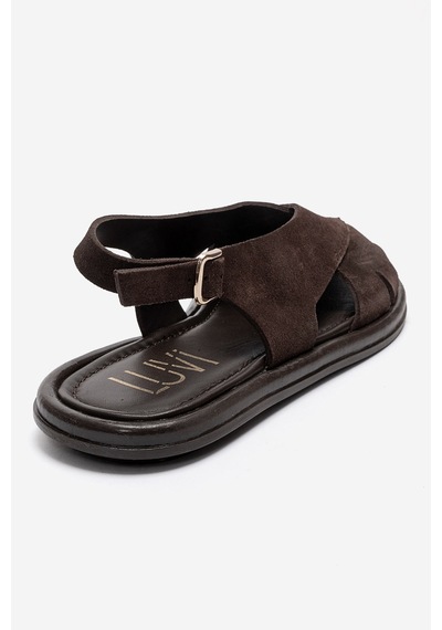 Luvishoes Belas Kahverengi Süet Hakiki Deri Kadın Sandalet