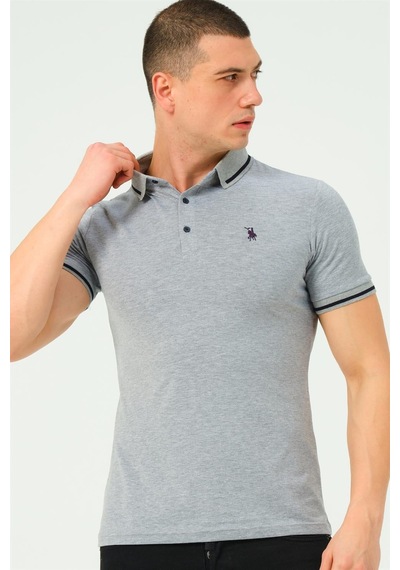 T8586 Dewberry Erkek Polo Yaka T-shırt-gri-2