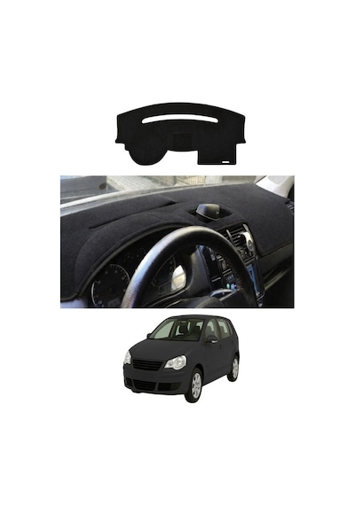 Volkswagen - Polo Cukurlu Gogus 2001-2009 Uyumlu Torpido Koruma Kılıfı - Siyah Şeritli