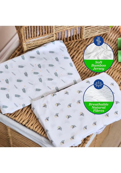 Çarşaf Bambu Set İki Parça Baby Hug Greenery