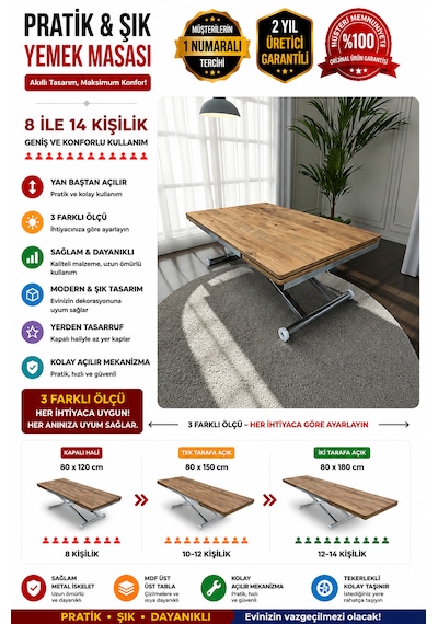 Yan Baştan Açılır Akıllı Masa Üst Tabla Mdf Yüksekliği Ayarlanabilir Pratik Krom Kaplama Atlantik - Çam Yan Baştan Açılır Akıllı Masa Üst Tabla Mdf Yüksekliği Ayarlanabilir Pratik Krom Kaplama Atlantik - Çam