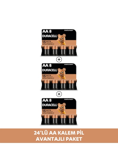 Duracell LR6/MN1500 Kartela AA Kalem Pil 2 x 12'li