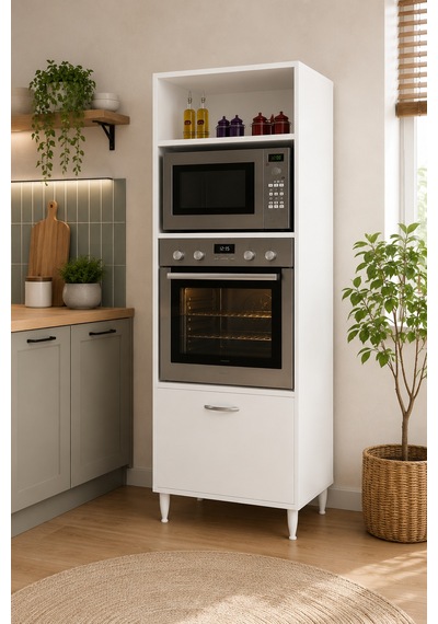 Renazzo %100 Mdf Mutfak Fırın Bölmeli Mdf Dolap Ankastre Çok Amaçlı Beyaz