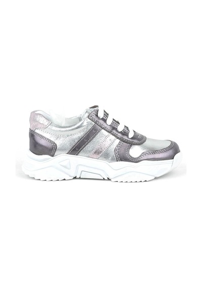 Hakiki Deri Platin Pembe Kalın Taban Kız Çocuk Sneakers Ayakkabı Platin