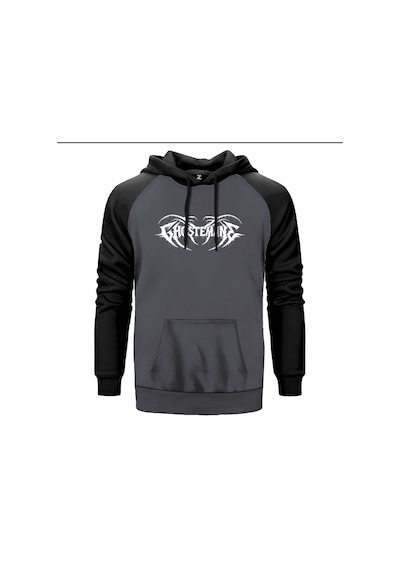 Ghostemane Text Gri Renk Reglan Kol Sweatshirt Gri