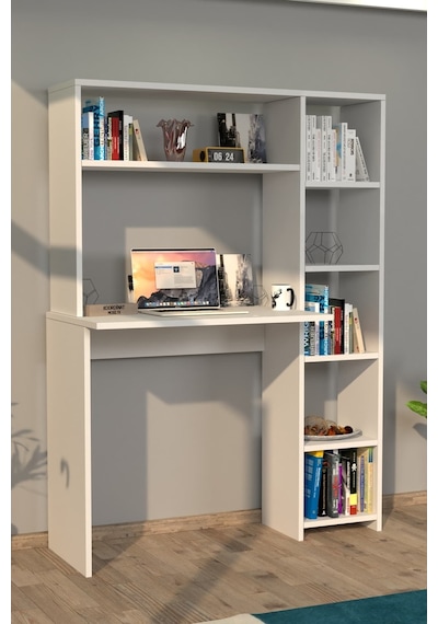 Moonlife Moonlife Duru Kitaplıklı Çalışma Masası Beyaz