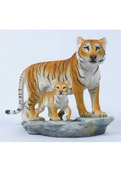 Dekoratif Kaplan Ve Yavrusu Biblo Wise Veronese Vahşi Yaşam Temalı Poliresin Obje 34 Cm .