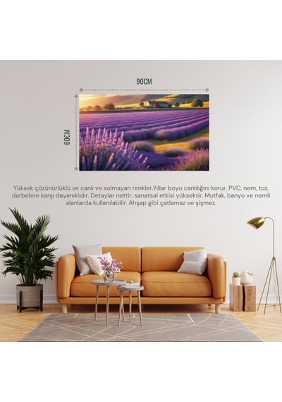 Doğa Ve Manzara Yatay Ufka Doğru Uzanan Lavanta Tarlaları 03 Çerçevesiz 90x60cm Pvc Tablo