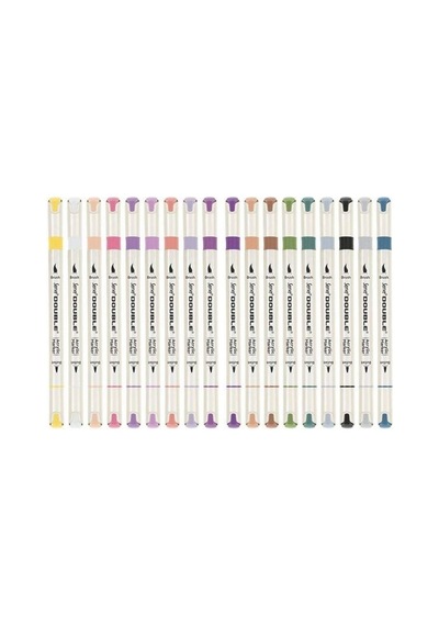 Serve Double Çift Uçlu Akrilik Marker Kalem Seti Fırça Ve Keçeli Uç 36 Renk Svdam36p Çok Renkli