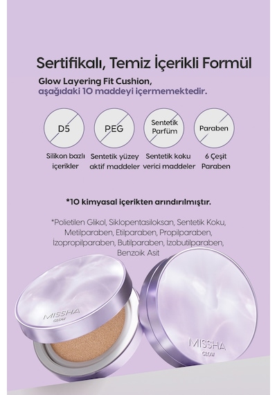Missha Yoğun Kapatıcı, Nemli Ve Parlak Bitişli Cushion Glow Layering Fit Cushion No.17 Ivory Spf50+/pa++++ 17