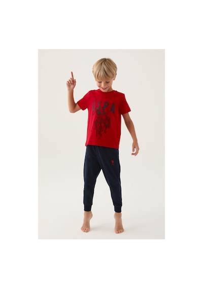 U.S. Polo Assn. U.s. Polo Assn. Lisanslı Hat Hardal Erkek Çocuk Pijama Takımı Kırmızı