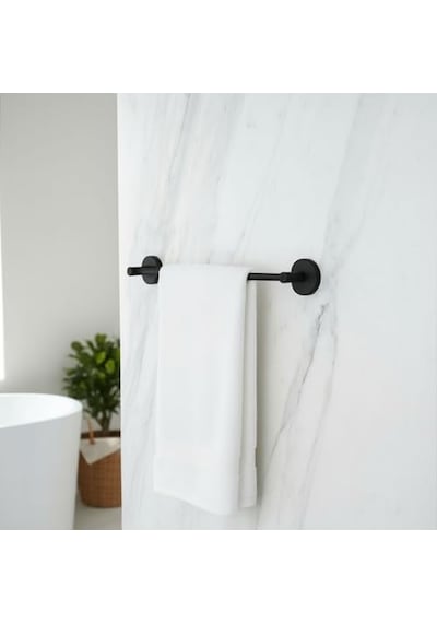 Siyah Metal Uzun Havluluk 40 Cm Duvara Monte Vidalı Lüks Banyo Havlu Askılığı Modern Mat Tasarım Diğer