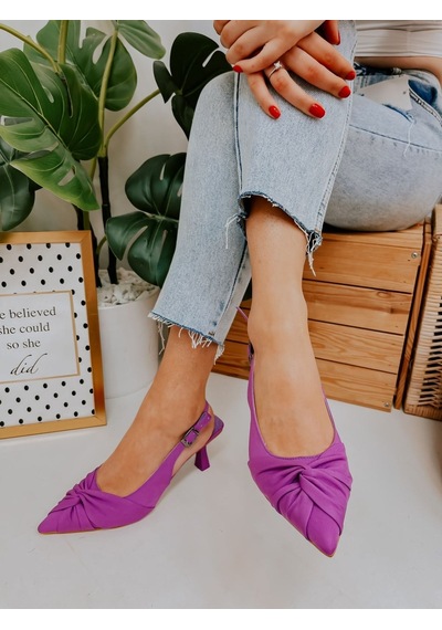 Ervanın Butiği Mor Saten Bow Fiyonk Detay Kadın Stiletto-3713