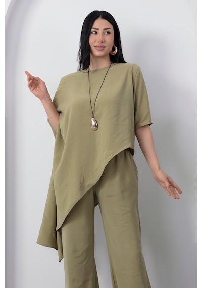 Kalopya Simetrik Crop Pantolon İkili Takım Grs3933 Yesıl