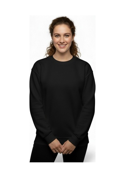 Lyvean Bisiklet Yaka 3 İplik Penye Sweatshirt Siyah