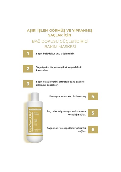 Dermalog Yanmış Yıpranmış Saçlar Için Pürüzsüzleştirici & Onarıcı Bağ Dokusu Güçlendirici Saç Bakım Seti 3 Lü