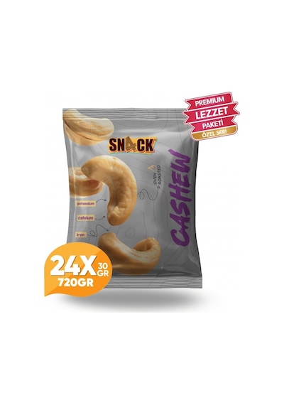 Snack Kaju Fıstığı 24x30 Gr Premium Fırında Kavrulmuş Tuzsuz Atıştırmalık Paketi 720 Gr 720 G