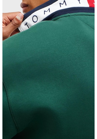 Tommy Jeans Logolu Pamuklu Regular Fit Yarım Fermuarlı Dik Yaka Sweat Erkek Sweat Dm0dm23605 Mbm Yeşil