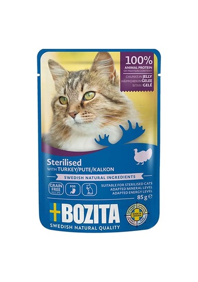 Bozita Sterilised Hindi Etli Jelly Tahılsız Kısırlaştırılmış Kedi Konservesi 85 Gr 204-20017.01