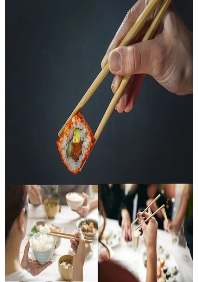 10 Çift - 20 Adet Yıkanabilir Organik Bambu Çin Kore Japon Uzakdoğu Yemek Çubuğu Chopstick Renkli