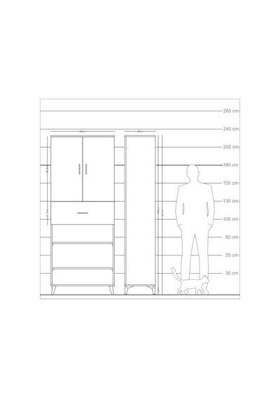 Arges Dolap 5 Raflı Tek Çekmeceli 2 Kapaklı 88x30x221 Çam-çam Atlas Çam