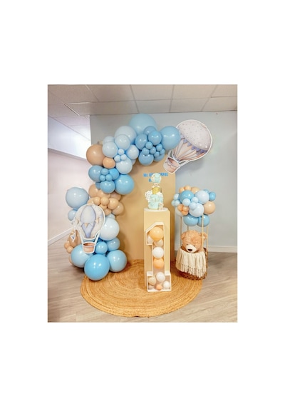 Makaron Mavi Baby Makaron ve Sütlü Kahve Balon Zinciri 100 Adet Mix