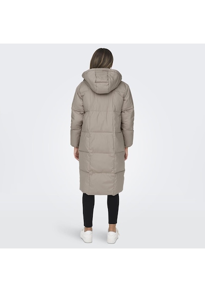 Only Vilma Down Long Coat Kadın Gri Kapüşonlu Mont 15294681-GRY