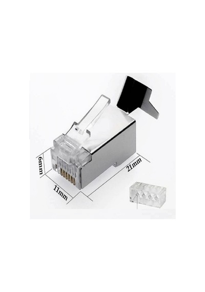 Speeduf Cat7 Metal Konnektör Rj45 Cat7 Jack + Kablo Ayraç 10luk Paket