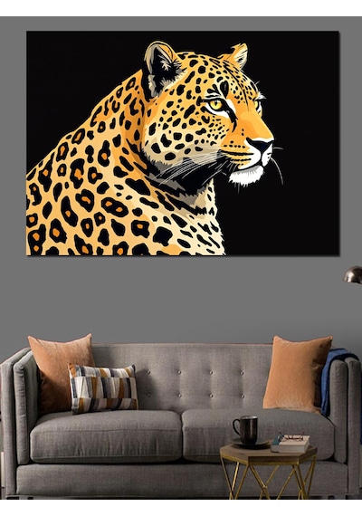 Yırtıcı Leopar Deseni Dekoratif Kanvas - Mdf Ahşap Tablo