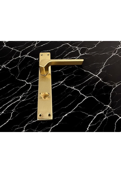 Zey Mat Altın Aynalı Wc Banyo Kapı Kolu İçeriden Sağ Basar 1 Takım